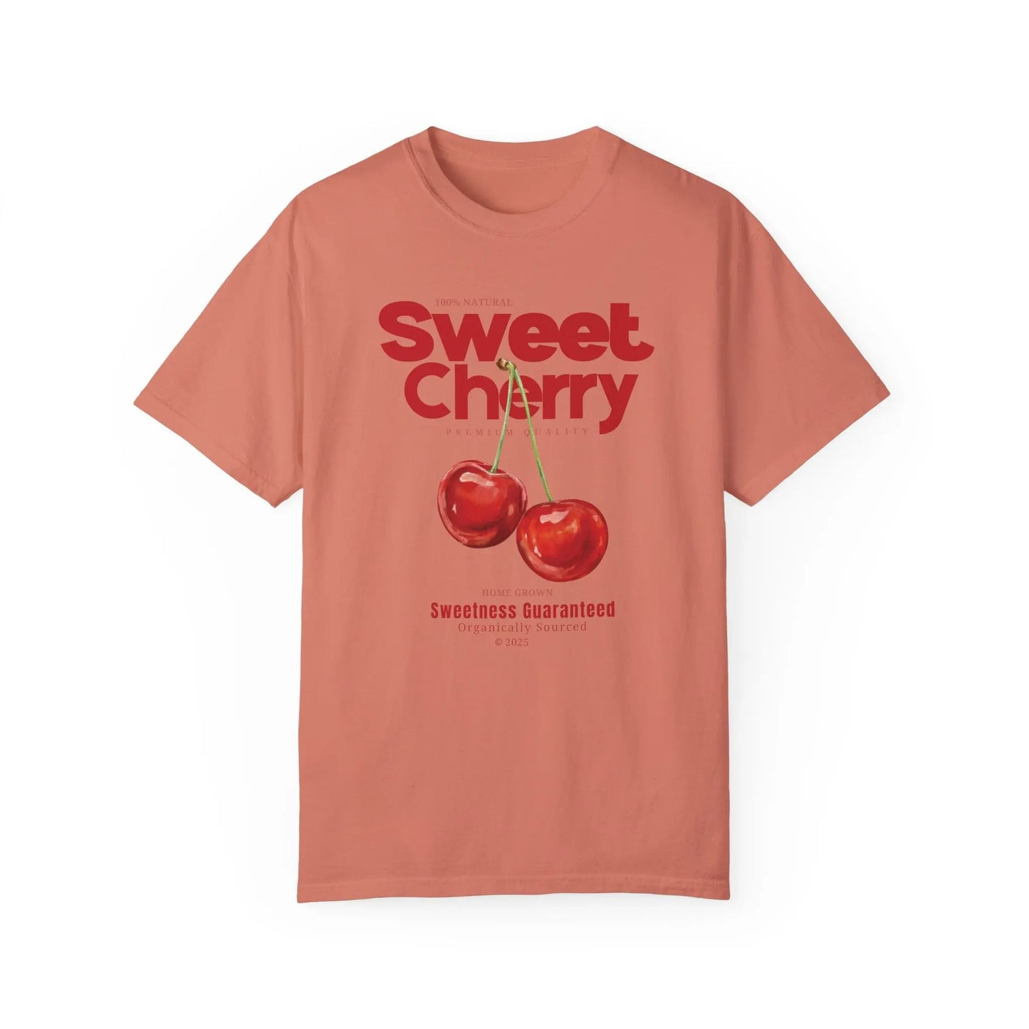 Urban Cookie’s Terracotta Cute Cherry oversized T-shirt featuring bold cherry graphics, Y2K vibes, and vintage streetwear flair.