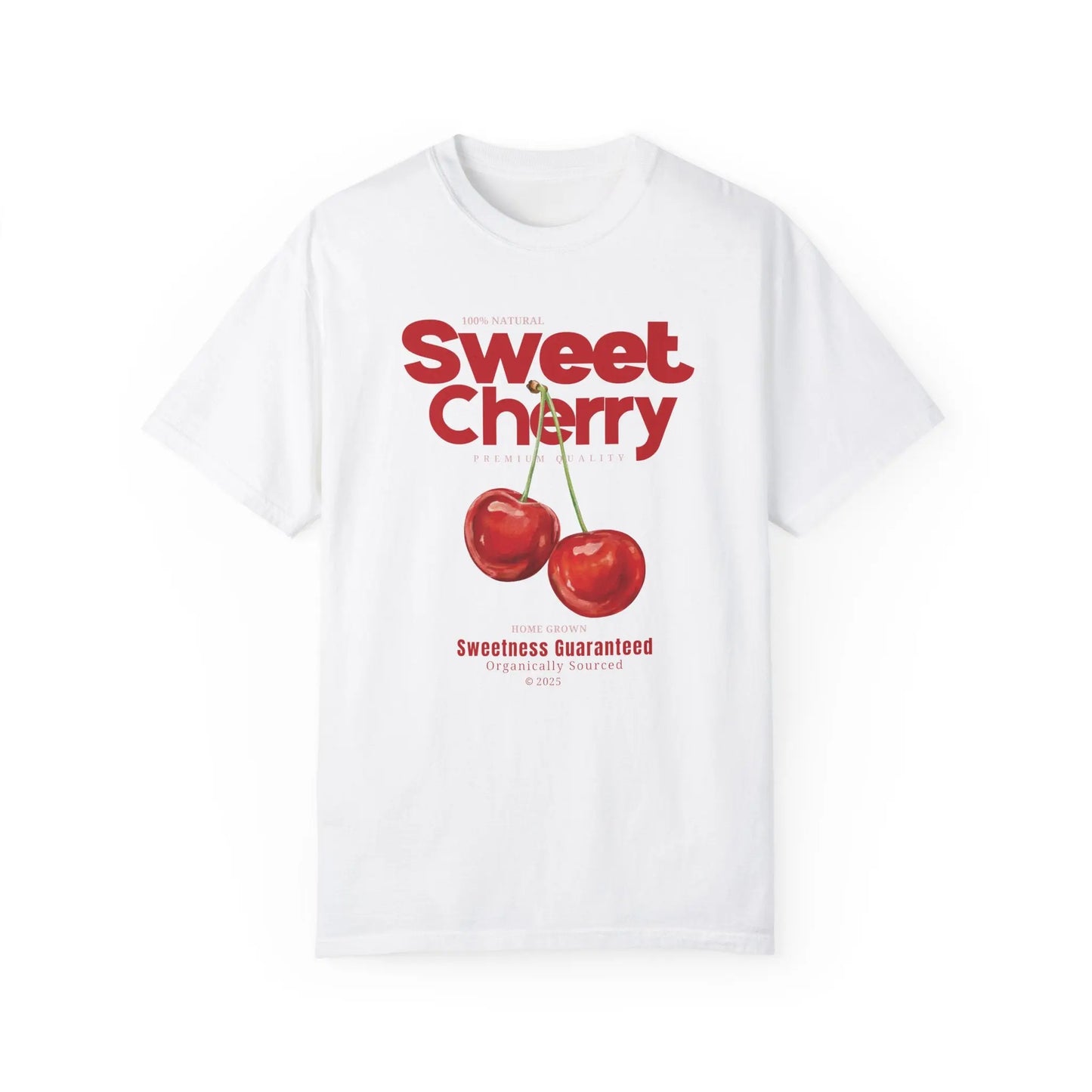 Urban Cookie’s White Cute Cherry oversized T-shirt featuring bold cherry graphics, Y2K vibes, and vintage streetwear flair.