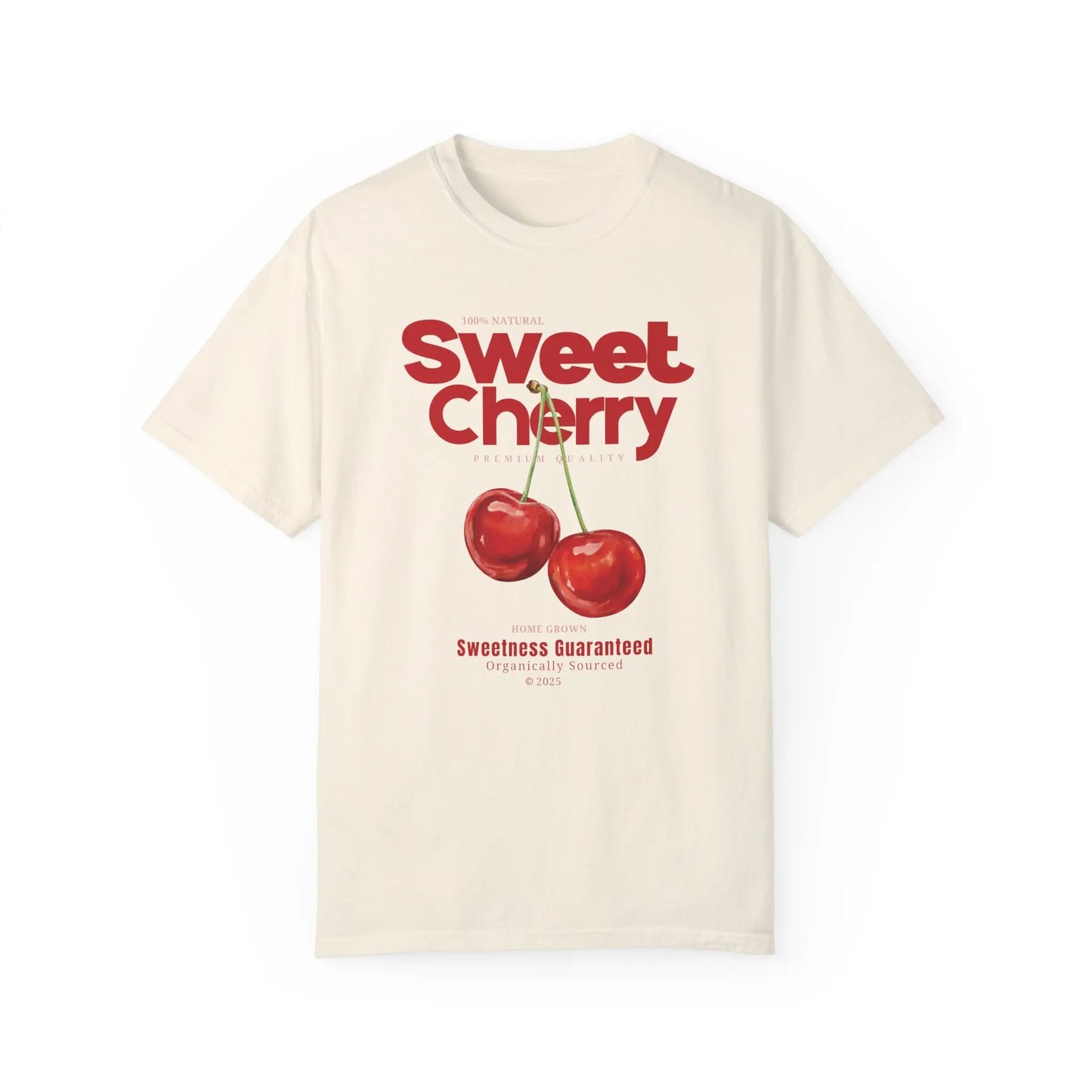Urban Cookie’s Ivory Cute Cherry oversized T-shirt featuring bold cherry graphics, Y2K vibes, and vintage streetwear flair.