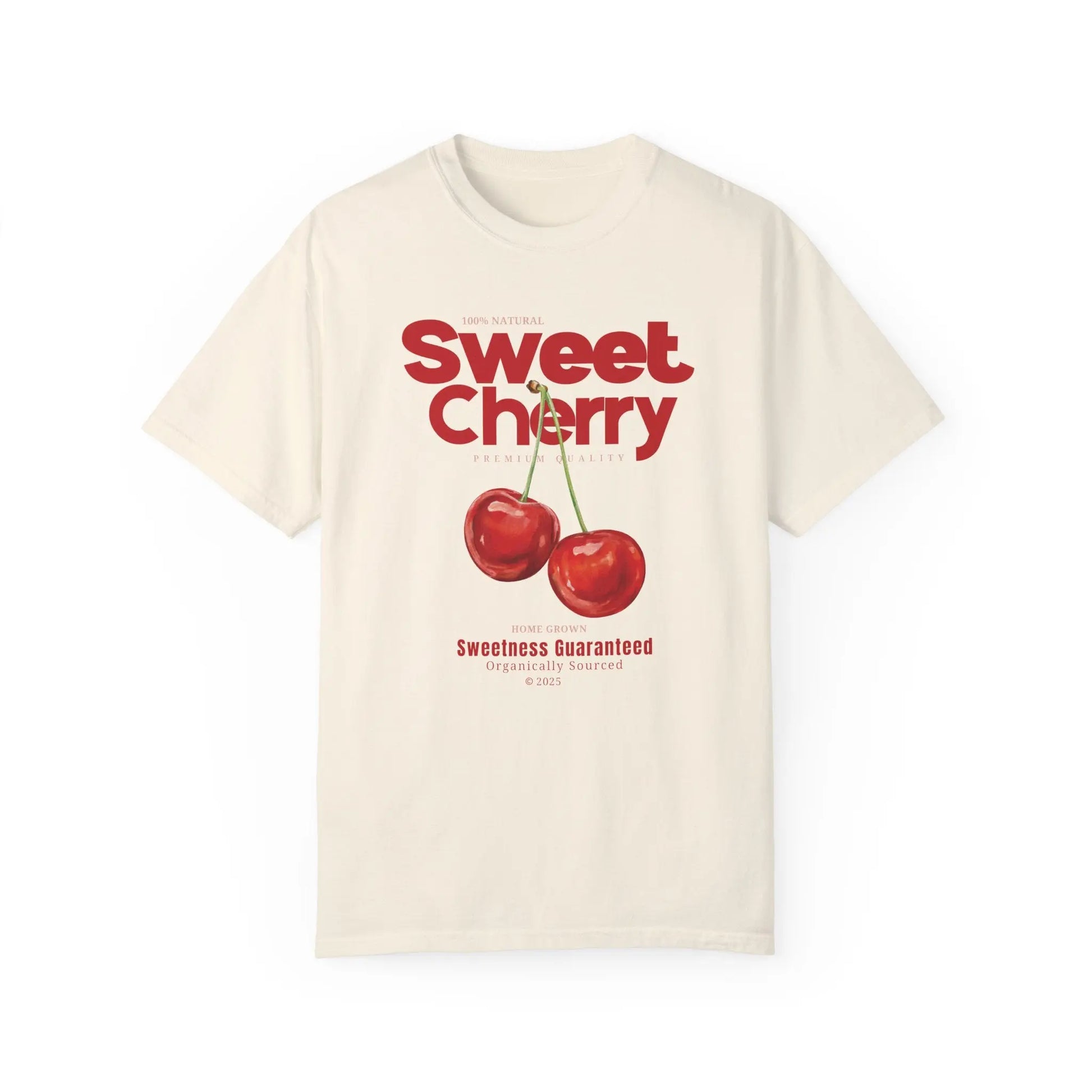 Urban Cookie’s Ivory Cute Cherry oversized T-shirt featuring bold cherry graphics, Y2K vibes, and vintage streetwear flair.