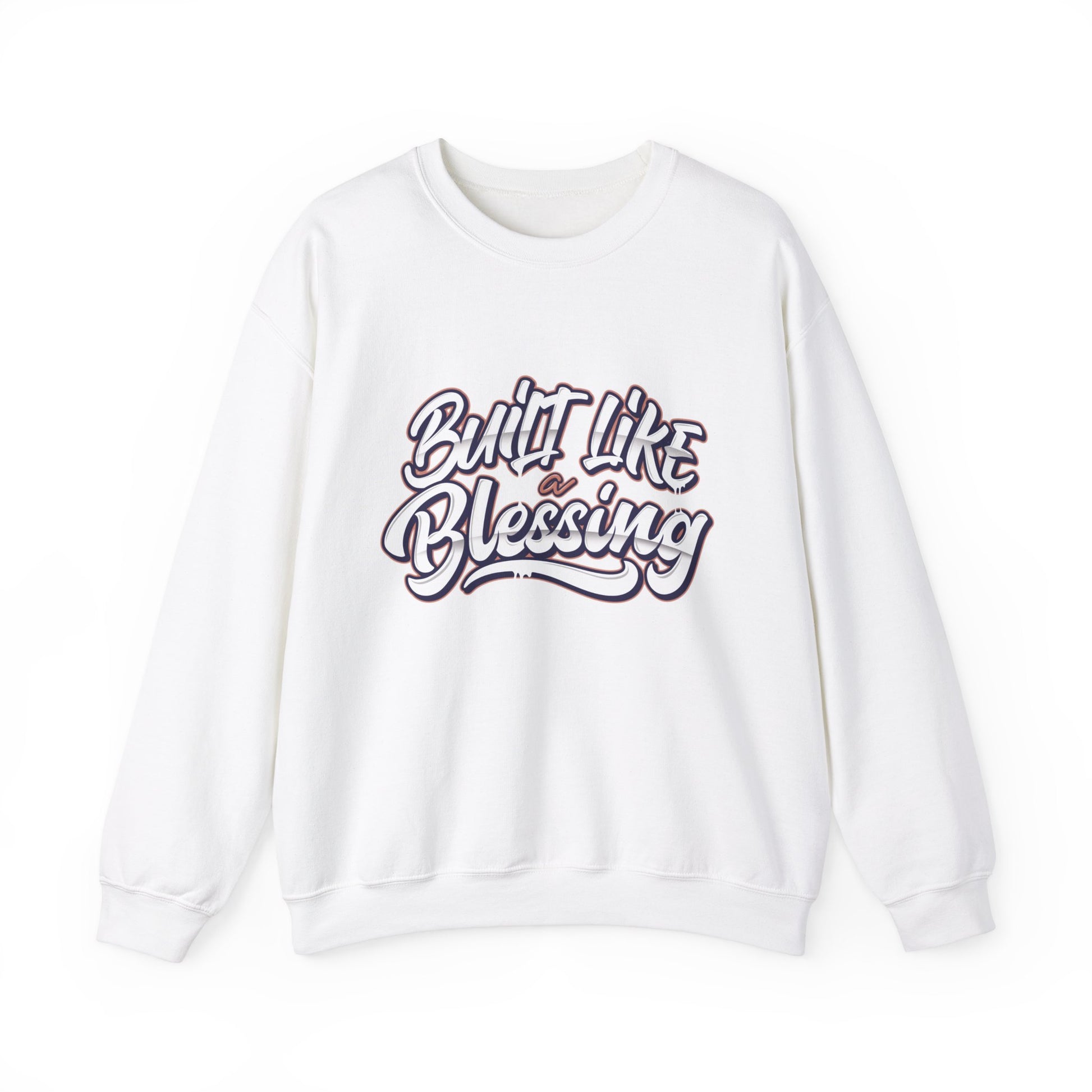 Urban Cookie's Built like Blessings crew in White. "Built Like a Blessing" in white drippy text. White background.